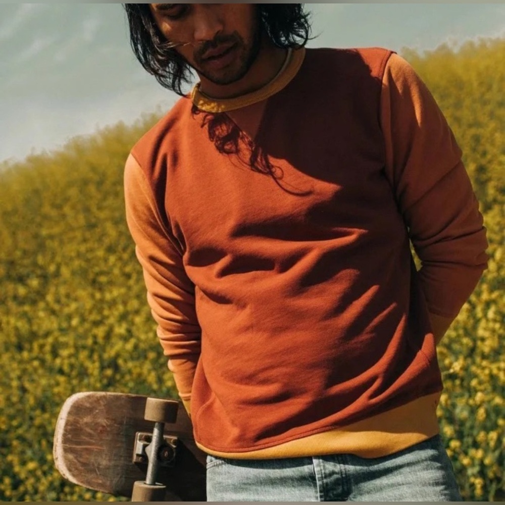Taylor Stitch Fillmore Crewneck in Campfire Colorblock
